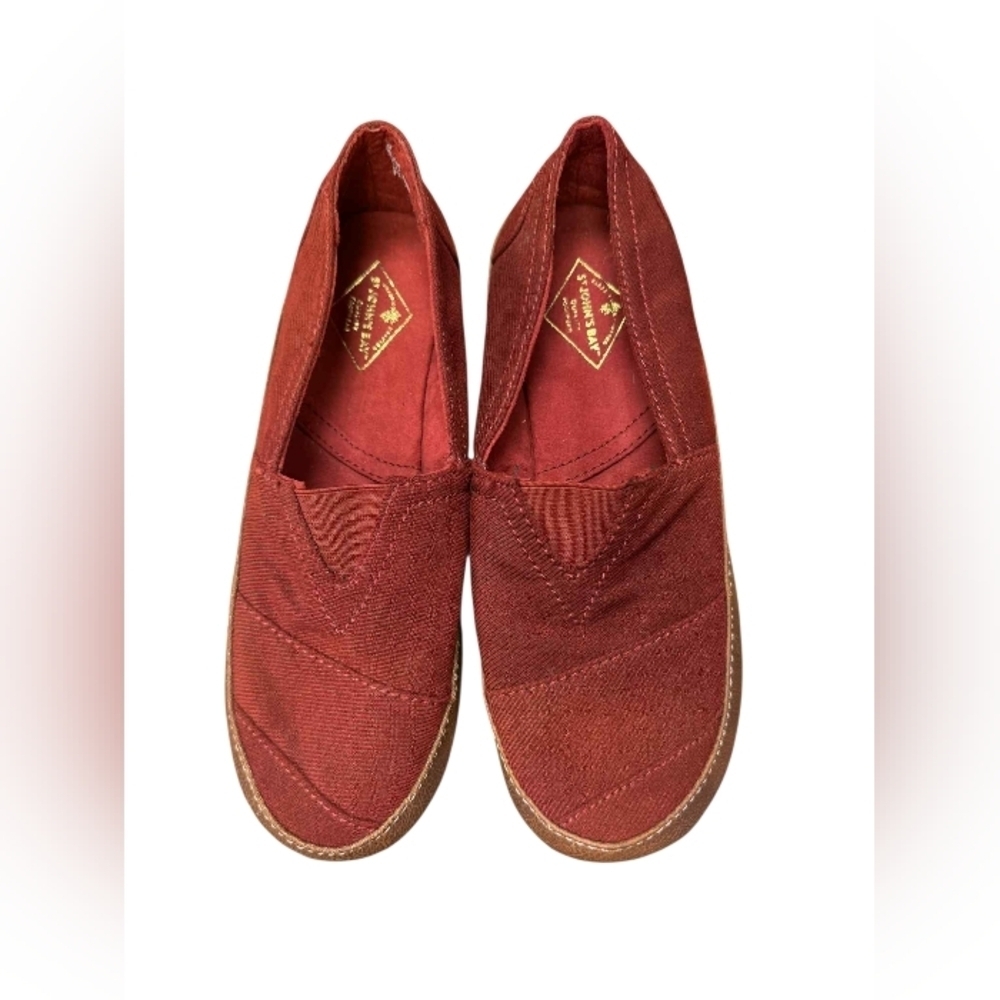 ST Johns Bay Flats Slip On Fabric Red Size 9M EUC